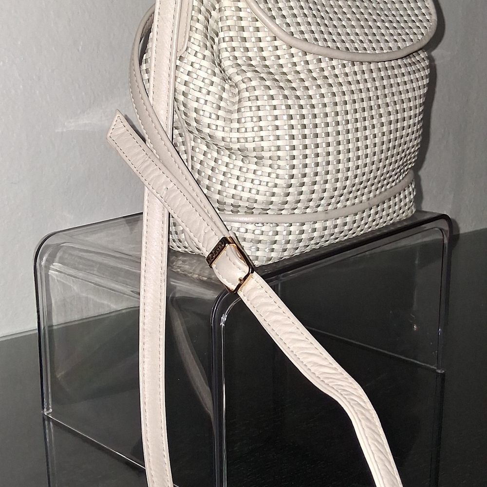 GANSON Chic Cream and Gray  Woven Women's Backpack - Picture 8 of 16